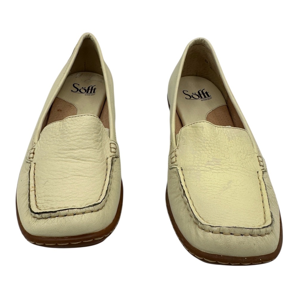 Sofft Cream Leather Slip On Loafer Shoes Women Size 6M